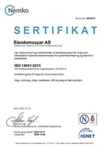 sertifikat til ISO 14001:2015