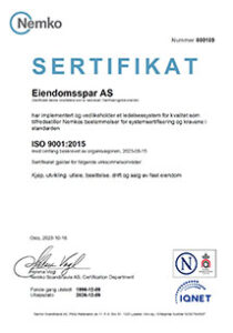 sertifikat til ISO 9001:2015
